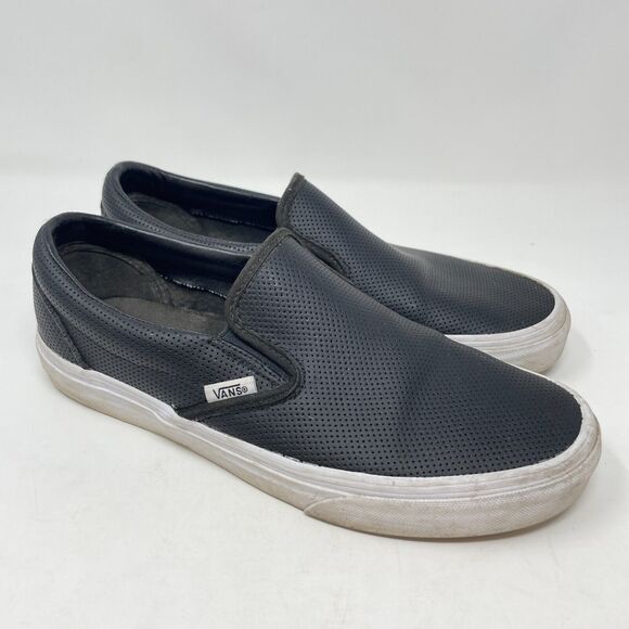 Vans Shoes - Vans Slip-On Perforated Leather Sneakers Black Size 7.5 US Men/9 US Women EU 40